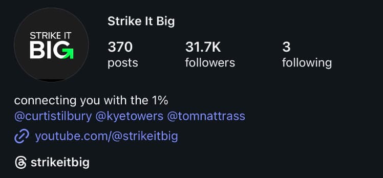 Strike It Big Instagram — 31.7K followers, 370 posts